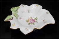 Herend Hungary painted leaf form bowl