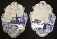 Two Delft ceramic blue & white wall plaques