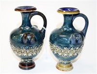 Pair Doulton Burslem ewer form mantle vases