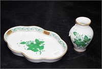 Two Herend Hungary painted ceramic pieces