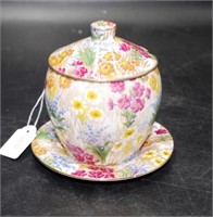 Royal Winton 'Marguerite' floral jam pot set