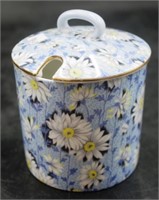 Shelley blue daisy chintz lidded sugar pot