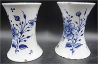 Pair of 18th C Staffordshire pearlware 'Gu' vases