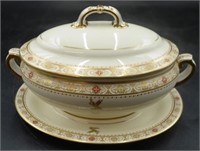 Good 19th C two handled tureen, cover & stand