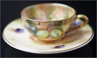 Royal Worcester handpainted miniature cup & saucer