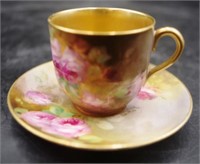 Handpainted Royal Doulton coffee cup & saucer