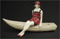 Hohenstein Germany ceramic Girl in a Boat figure