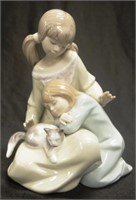 Lladro Two Girls with Cat figure