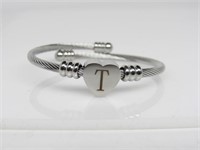 "T" Heart Kids Braided Bracelet