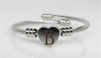"B" Heart Kids Braided Bracelet