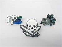 (3) Crystals & Skull Pins