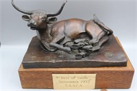 "Lassoed Longhorn" Bronze by Earl Lanning, 1989