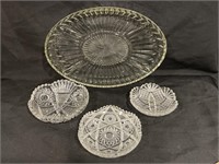 CRYSTAL CANDY DISHES, GLASS TRAY