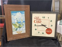 COCA COLA  ADVERTISEMENT AND CLOCK