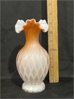 VICTORIAN MOTHER OF PEARL CRANBERRY VASE