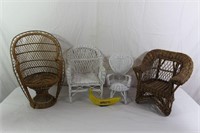 4 Vintage Wicker Doll Chairs