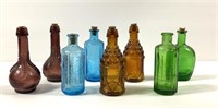(8) 3" Mini Colored Glass Bottles
