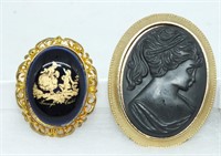 LIMOGES CASTEL SILHOUETTE BROOCH & CAMEO