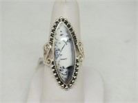 STERLING SILVER & DENDRITIC OPAL RING
