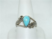STERLING SILVER RING W BLUE STONE