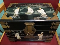 ASIAN THEMED JEWELED BOX W MOTHER OF PEARL