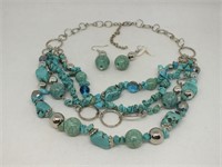 4-STRAND CONTEMPORARY TURQUOISE COLOR NECKLACE