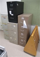 (4) Filing cabinets, (2) 4 drawer, (1) 3 drawer,