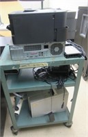 AV cart with contents that includes printer,
