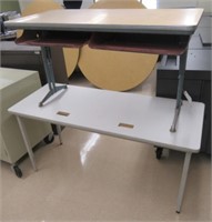 Adjustable height classroom table and two person
