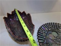 Carnival/Iridescent Glass Plate, Bowl (2)