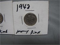 Silver Pair Mercury Dimes 1942 1935