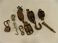 Iron Pullies; Brass Nozzle; Assorted Items;