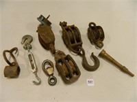 Iron Pullies; Brass Nozzle; Assorted Items;