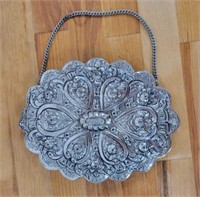 .900 Silver Turkish Repousse Wall Mirror by "Bedo"
