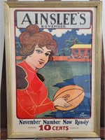 Vintage Framed Ainslee's Magazine Cover