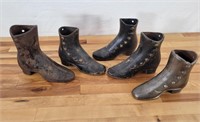 5pc 19th Century Store Display Cast Iron Shoes
