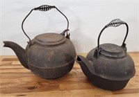 2pc Lot of 19th Century Cast Iron Kettle Teapots