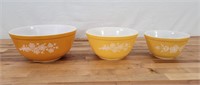 Vintage Pyrex Orange Butterfly Gold Mixing Bowls