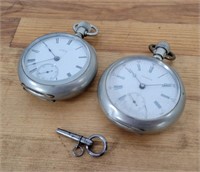 2pc Antique Waltham Pocket Watches (Key Wind)