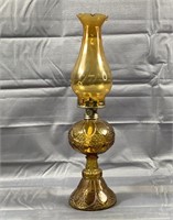Vintage 17" Amber Colored Oil Lamp