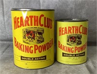 2 Vintage Hearth Club Baking Powder Tins
