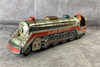 16" Tin Litho Battery Op Silver Mountain Train