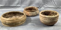 3 Vintage Cherokee Pottery Bowls