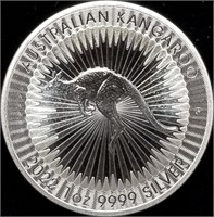 1 Troy Oz .9999 Silver Australia Kangaroo BU