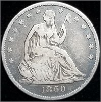 1860-O Seated Liberty Silver Half Dollar