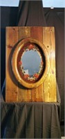 Rose mirror on wood 21" × 31"