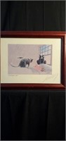 LEEDY art piece "Demando cat" signed 14" × 10 3/4