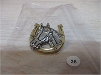 Horse with Horseshoe Brooch