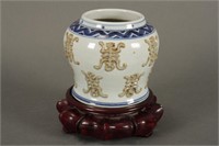 Chinese Qing Dynasty Blue and White Porcelain Jar,
