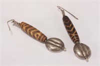 Pair of Chinese Trade Bead Earrings,